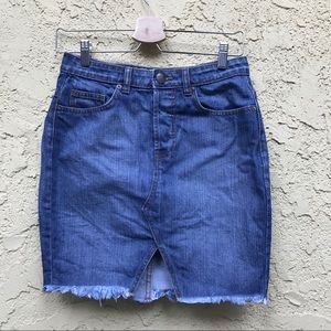Free People Frayed Denim Skirt